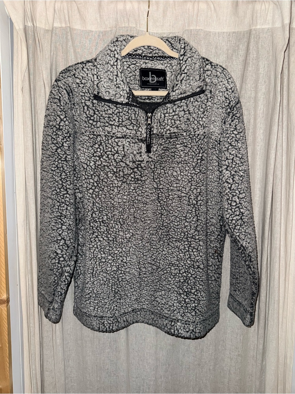 boxercraft Gray Sherpa Half‑Zip Pullover